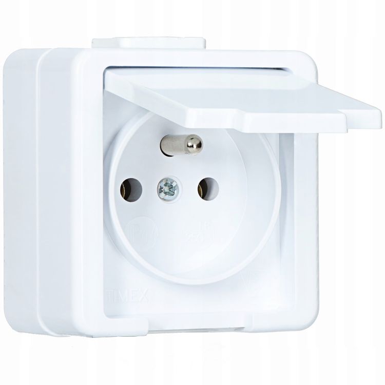 Jantar gniazdo pojedyńcze z klapką bryzgoszczelne – zdjęcie 1