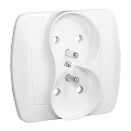 Akord gniazdo podwójne z uziemieniem białe – zdjęcie 1