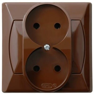 Akcent gniazdo podwójne brązowe – zdjęcie 1