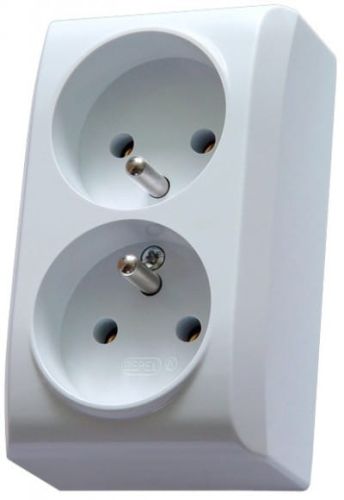 Bis gniazdo podwójne z uziemieniem biały – zdjęcie 1