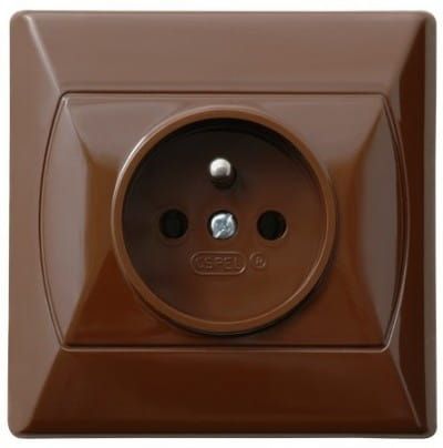 Akcent gniazdo pojedyncze z uziemieniem brąz – zdjęcie 1