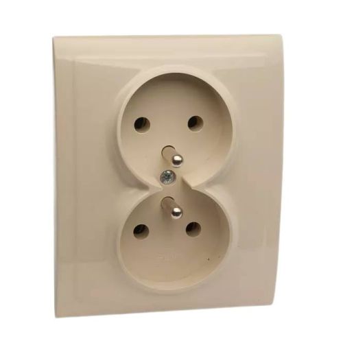 Vega gniazdo podwójne z uziemieniem beż – zdjęcie 1