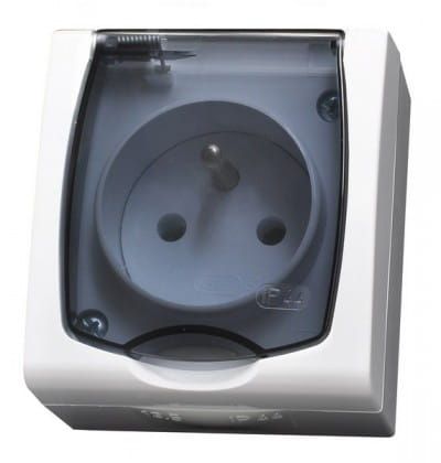 Madera gniazdo pojedyńcze z uziemieniem białe – zdjęcie 1