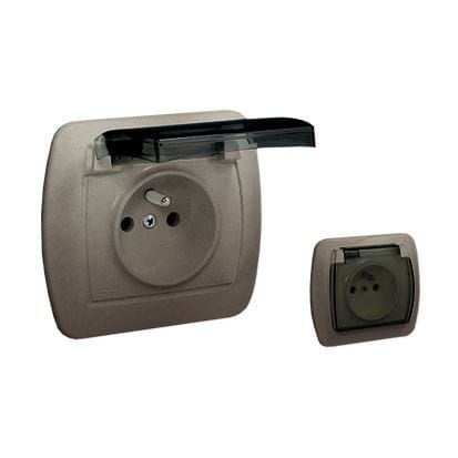 Akord gniazdo bryzgoszczelne satynowe klapka dymna – zdjęcie 1