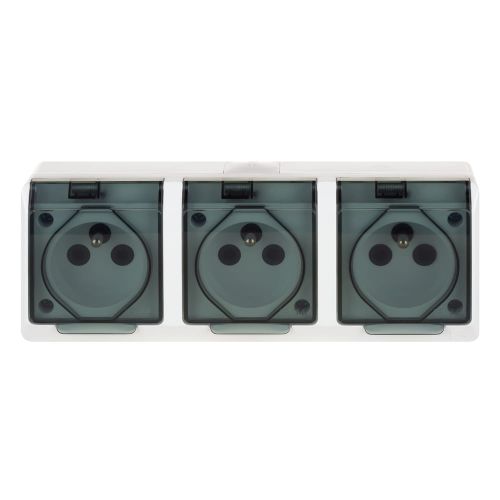 Hermes gniazdo 3x2P+Z IP44 białe dymne – zdjęcie 1