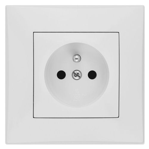 Lorente gniazdo pojedyńcze białe z uziemieniem – zdjęcie 1