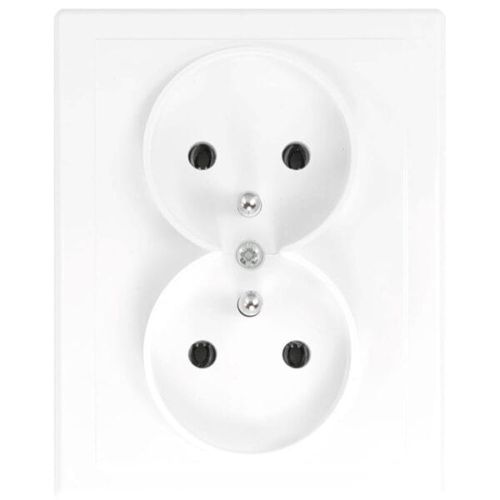 Jowisz gniazdo wtykowe podwójne z ramką białe – zdjęcie 1