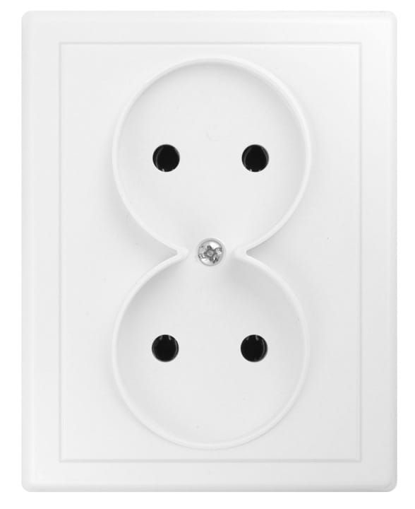 Jowisz gniazdo podwójne bez uziemienia białe – zdjęcie 1