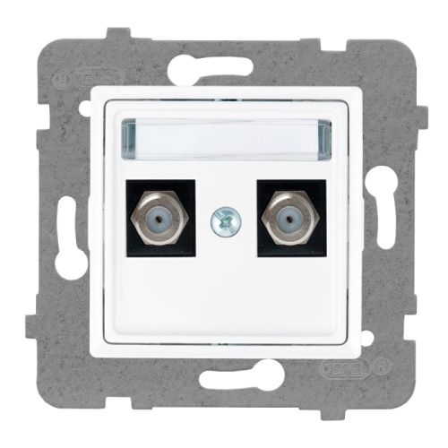 Rosa gniazdo antenowe podwójne białe bez ramki – zdjęcie 1