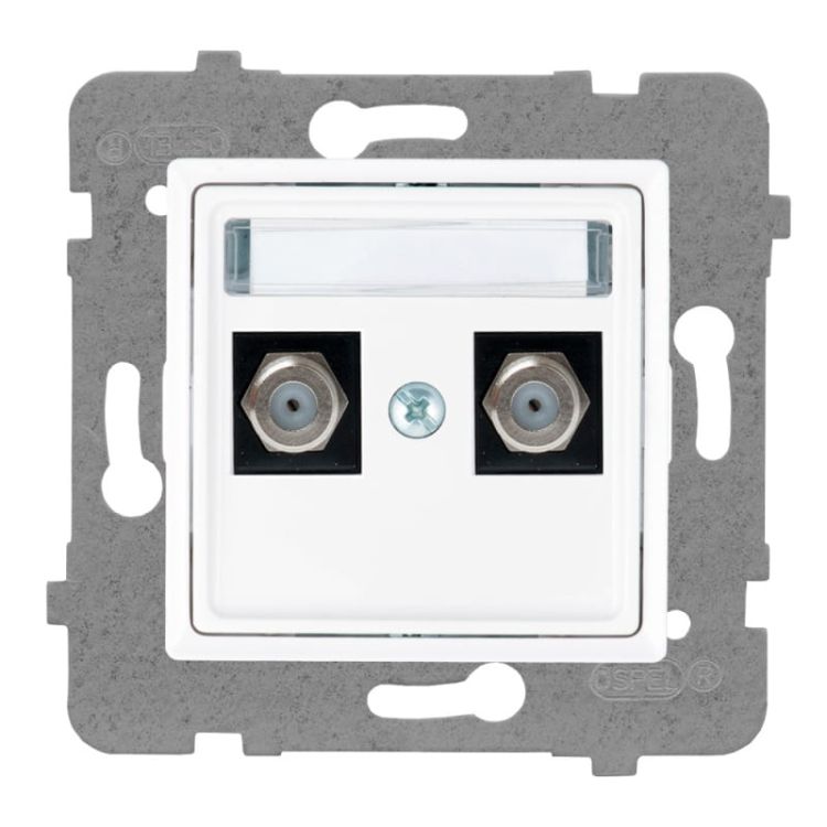 Rosa gniazdo antenowe podwójne białe bez ramki – zdjęcie 1