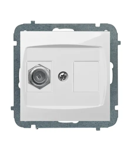 Carla gniazdo białe antenowe F-F bez ramki – zdjęcie 1