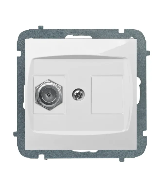 Carla gniazdo białe antenowe F-F bez ramki – zdjęcie 1