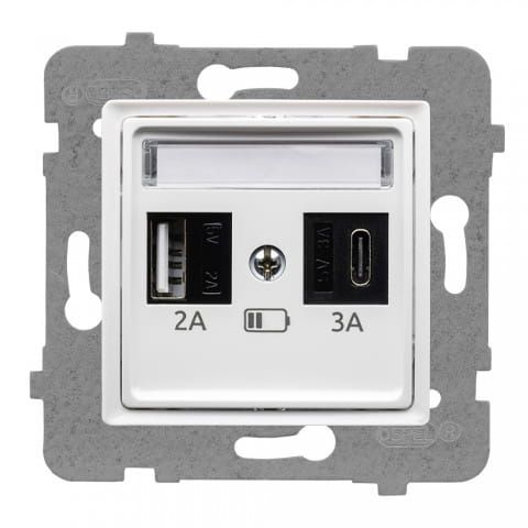 Rosa ładowarka biała USB A+C bez ramki – zdjęcie 1