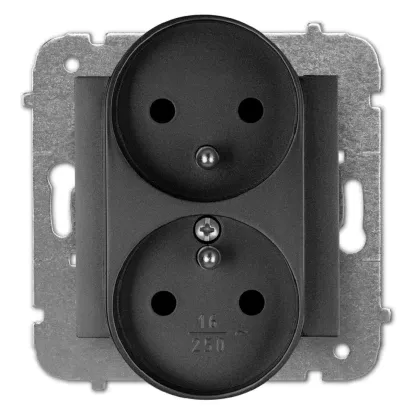 Carla gniazdo podwójne czarne z uziemieniem – zdjęcie 1