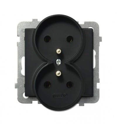 Sonata gniazdo podwójne z uziemieniem bez ramki czarne – zdjęcie 1