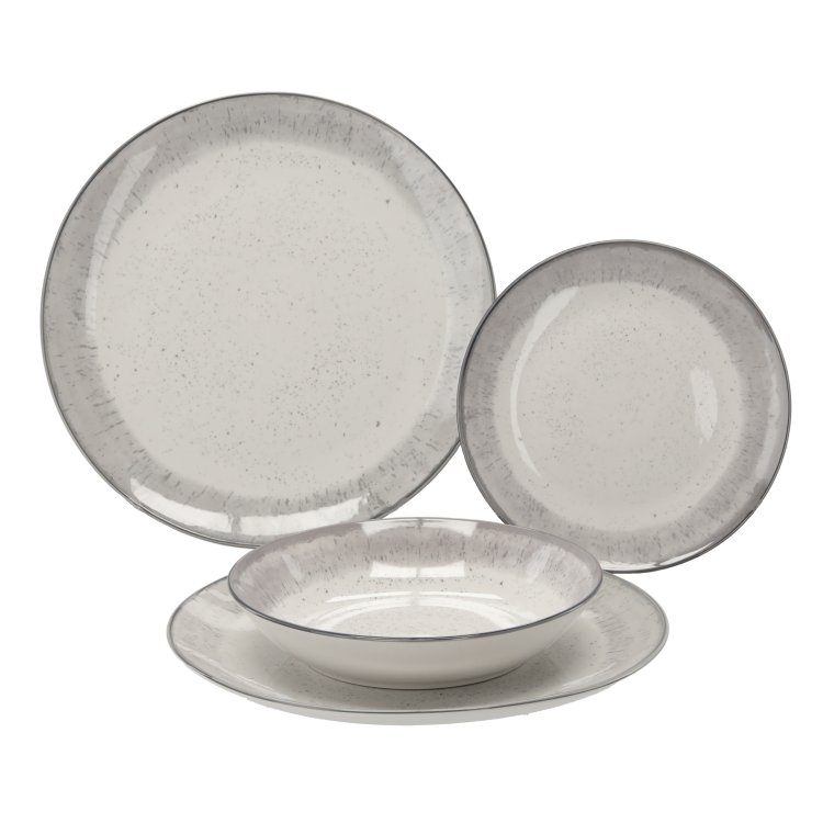 Zestaw obiadowy 18 elementowy okrągły szary – zdjęcie 1