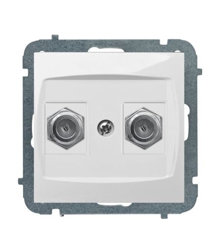 Carla gniazdo antenowe podwójne białe typu F-F bez ramki – zdjęcie 1