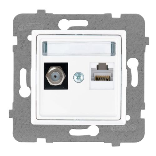 Rosa gniazdo komputerowe RJ45+antenowe F bez ramki – zdjęcie 1