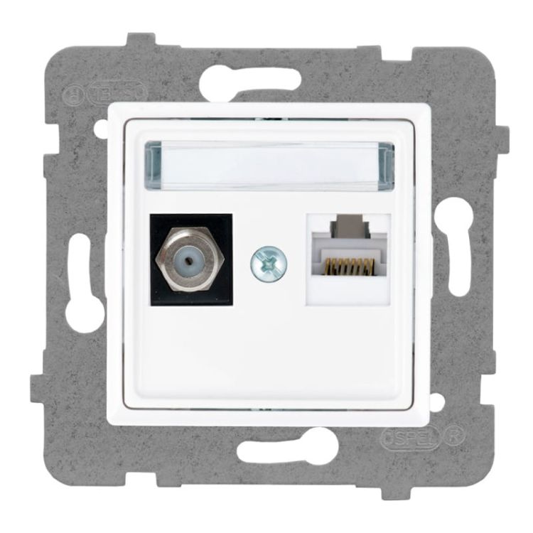Rosa gniazdo komputerowe RJ45+antenowe F bez ramki – zdjęcie 1