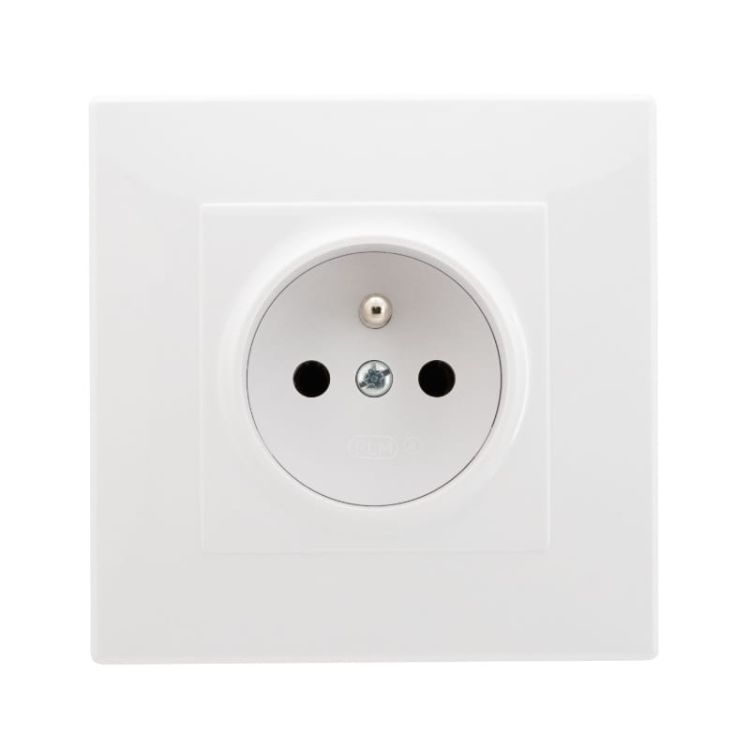 Milano gniazdo pojedyńcze z uziemieniem białe – zdjęcie 1