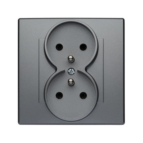 Milano gniazdo podwójne  z uziemieniem inox – zdjęcie 1