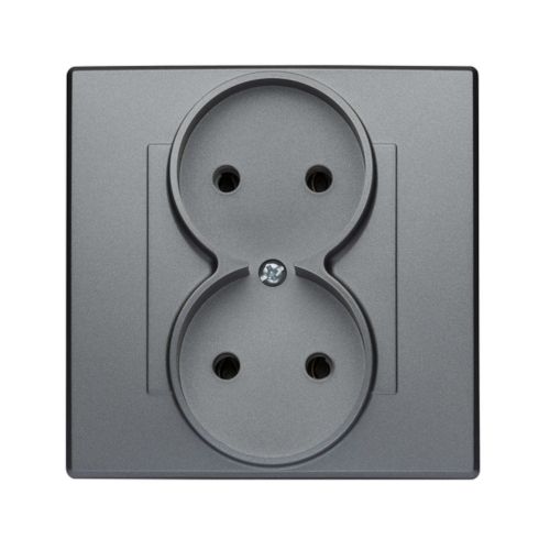 Milano gniazdo podwójne bez uziemienia inox – zdjęcie 1