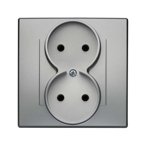 Milano gniazdo podwójne z uziemieniem srebrny – zdjęcie 1