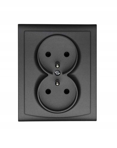 Vega gniazdo podwójne z uziemieniem grafit mat – zdjęcie 1