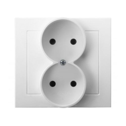 Kier gniazdo białe podwójne bez uziemienia – zdjęcie 1