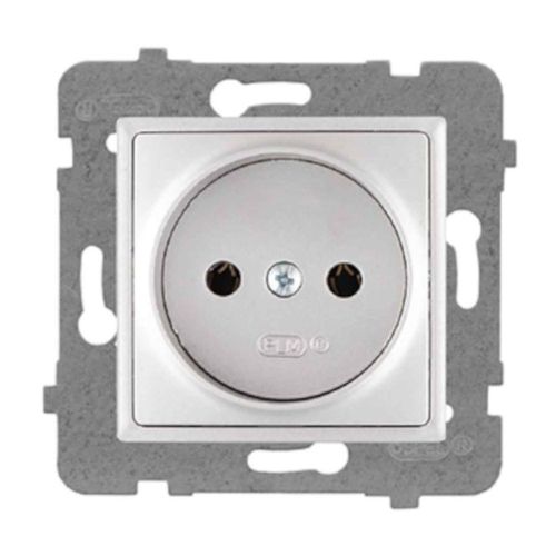 Rosa gniazdo pojedyńcze srebrny metalik bez uziemienia – zdjęcie 1