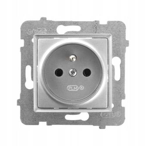 Rosa gniazdo pojedyńcze z uziemieniem srebrny metalik – zdjęcie 1