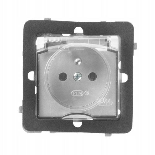 Rosa gniazdo srebrne pojedyńcze hermetyczne z uziemieniem – zdjęcie 1