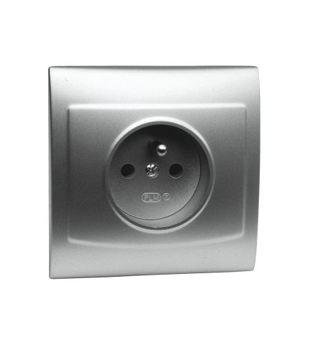 Vega gniazdo pojedyńcze z uziemieniem srebrne – zdjęcie 1