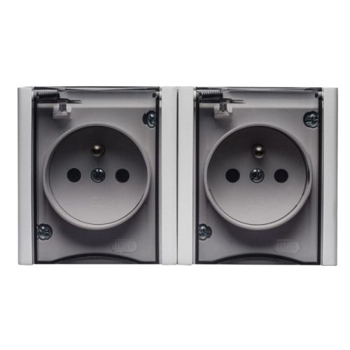 Bravo gniazdo białe podwójne biały/dymny z/u – zdjęcie 1