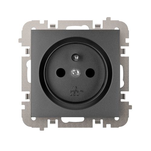 Vestra czarne gniazdo pojedyńcze z uziemieniem bez ramki – zdjęcie 1