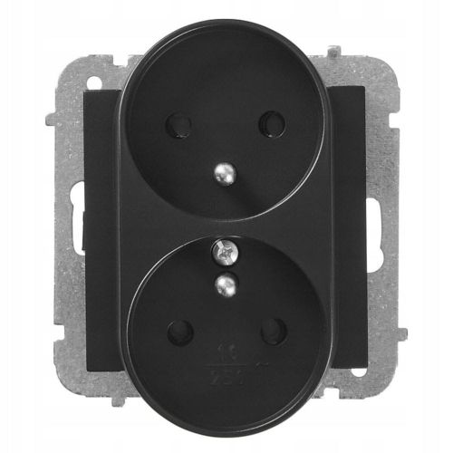 Vestra gniazdo czarne podwójne z uziemieniem – zdjęcie 1