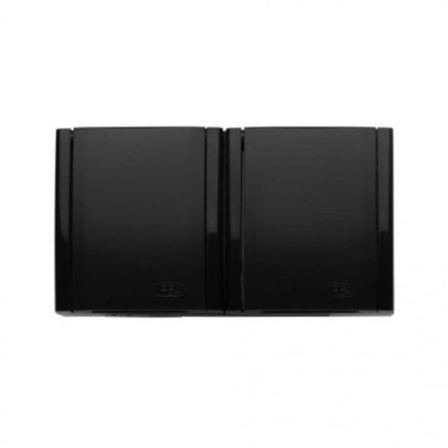 Bravo gniazdo czarne podwójne z uziemieniem natynkowe – zdjęcie 1