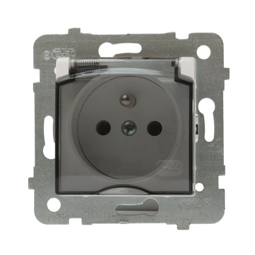 Rosa gniazdo hermetyczne pojedyńcze białe z/u bez ramki klapka dymna – zdjęcie 1