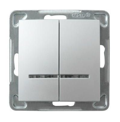 Impresja łącznik podwójny srebrny z  podświetleniem niebieskim – zdjęcie 1