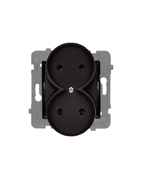 Rosa gniazdo podwójne bez uziemienia czarny mat bez ramki – zdjęcie 1