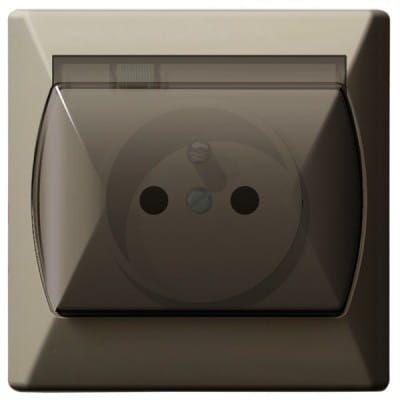 Akcent gniazdo bryzgoszczelne z uziemieniem beżowe – zdjęcie 1