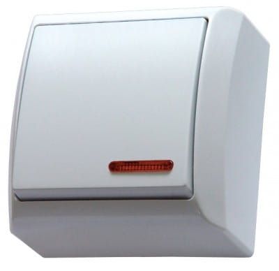 Bis łącznik jednobiegunowy z podświetleniem biały – zdjęcie 1