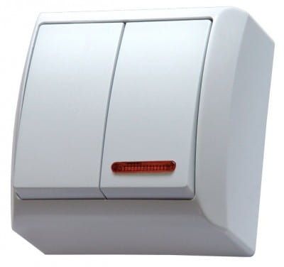 Bis łącznik dwugrupowy świecznikowy z podświetleniem biały – zdjęcie 1