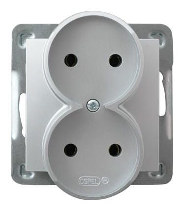 Gniazdo podwójne moduł bez ramki srebrne – zdjęcie 1