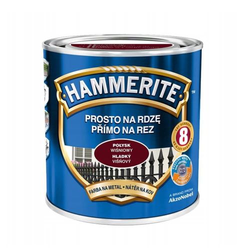 Farba antykorozyjna Hammerite Prosto Na Rdzę połysk Wiśniowy 0,7L do metalu stal i żeliwo bez podkładu