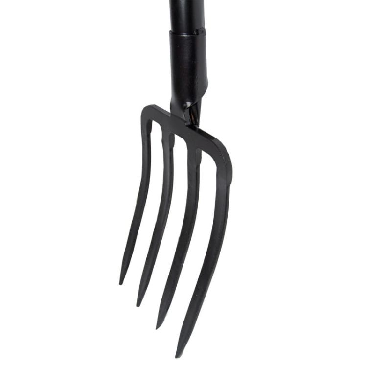Widły ogrodowe 4-zębne 130cm stalowe czarne 17,5cm z uchwytem typu D