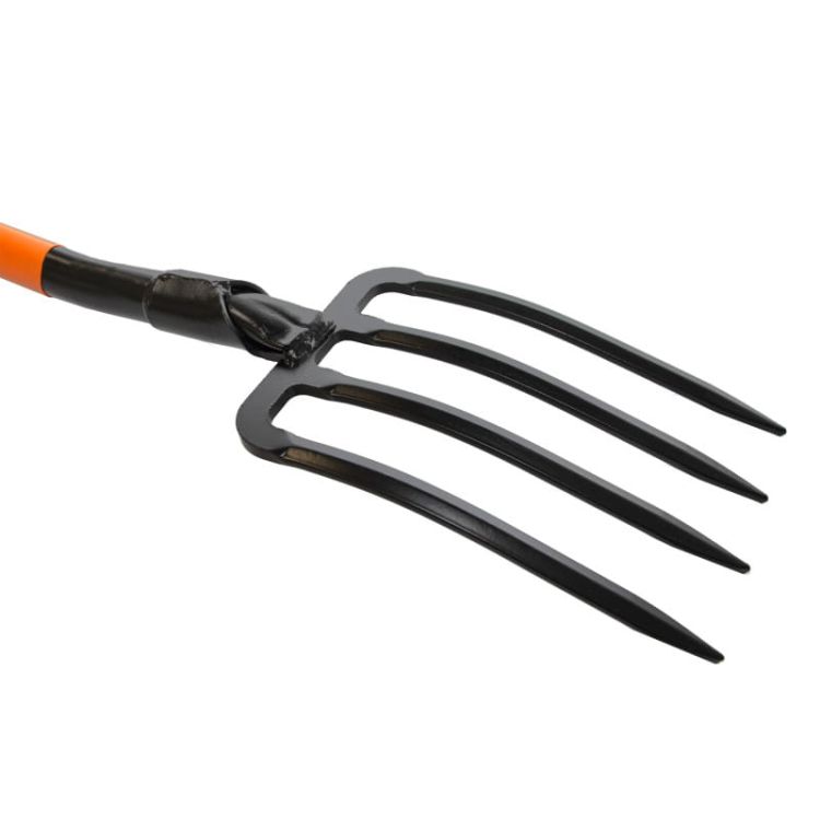 Widły ogrodowe 4-zębne 130cm stalowe czarne 17,5cm z uchwytem typu D