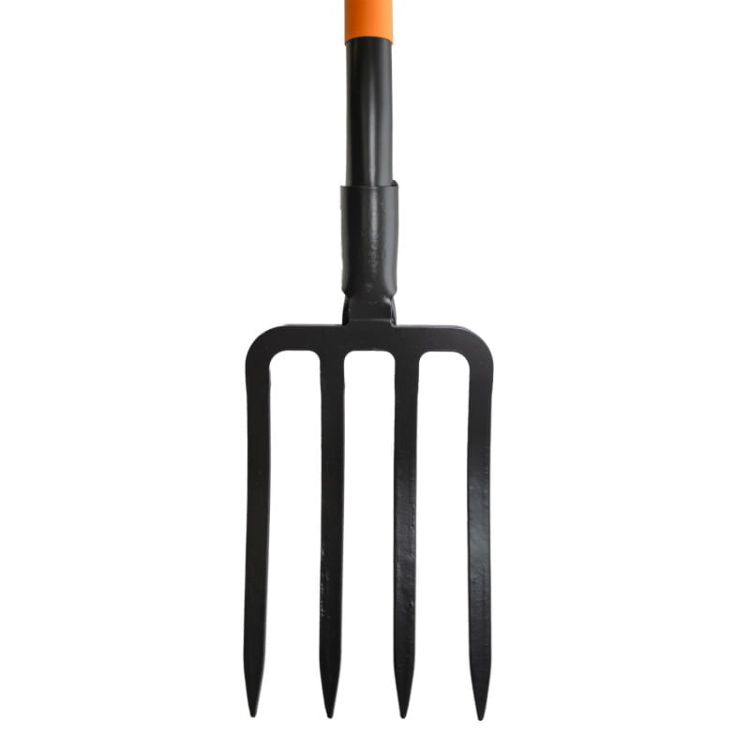 Widły ogrodowe 4-zębne 130cm stalowe czarne 17,5cm z uchwytem typu D