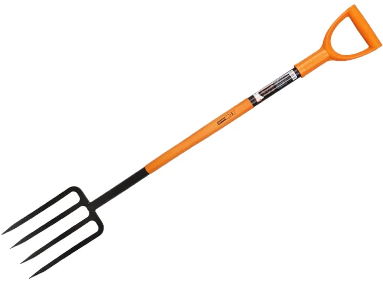 Widły ogrodowe 4-zębne 130cm stalowe czarne 17,5cm z uchwytem typu D