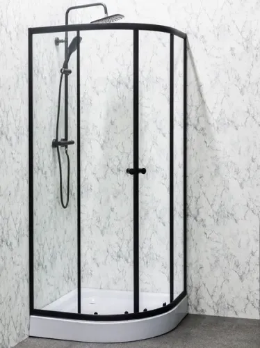 Kabina natryskowa 1/4 Naki czarna 80 z brodzikiem – zdjęcie 2